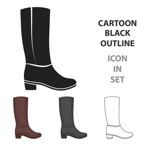 高筒靴图标在白色背景上孤立的卡通风格。鞋子象征股票矢量图