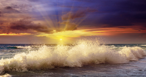 海洋海岸和梦幻般的日落图片