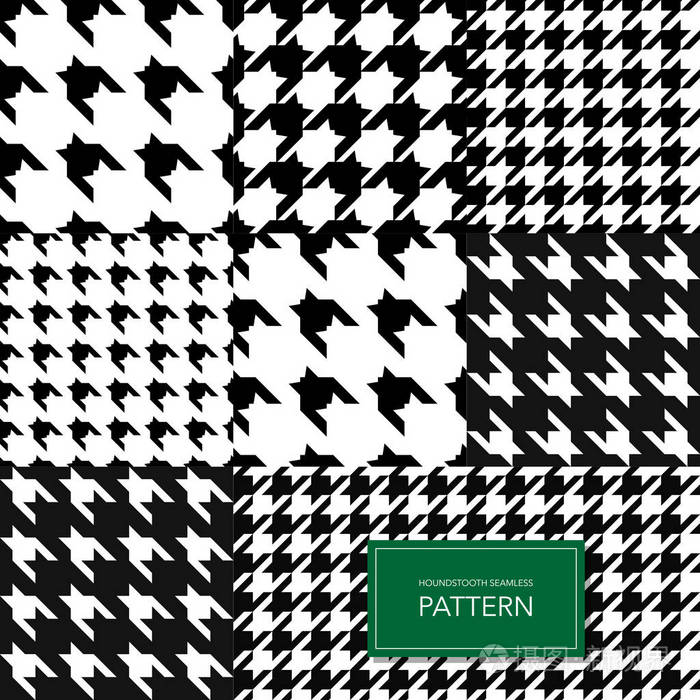 无缝的黑色和白色千鸟格矢量背景.