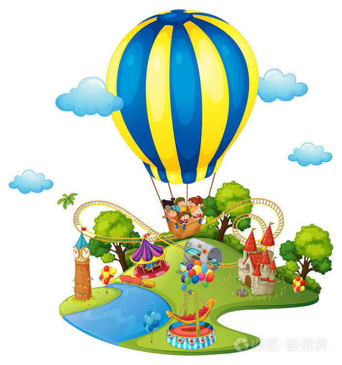 很多孩子在游乐园