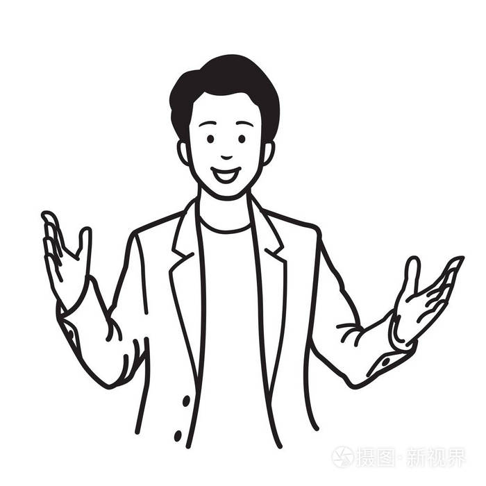 男人让手掌摊开手插画-正版商用图片0v8s3d-摄图新视界
