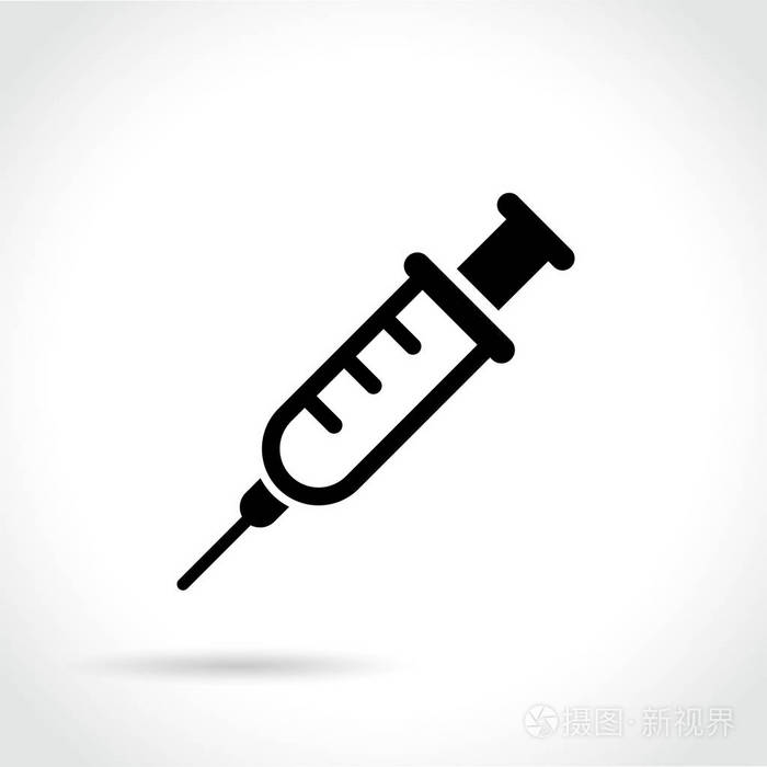 白色背景上的注射器图标