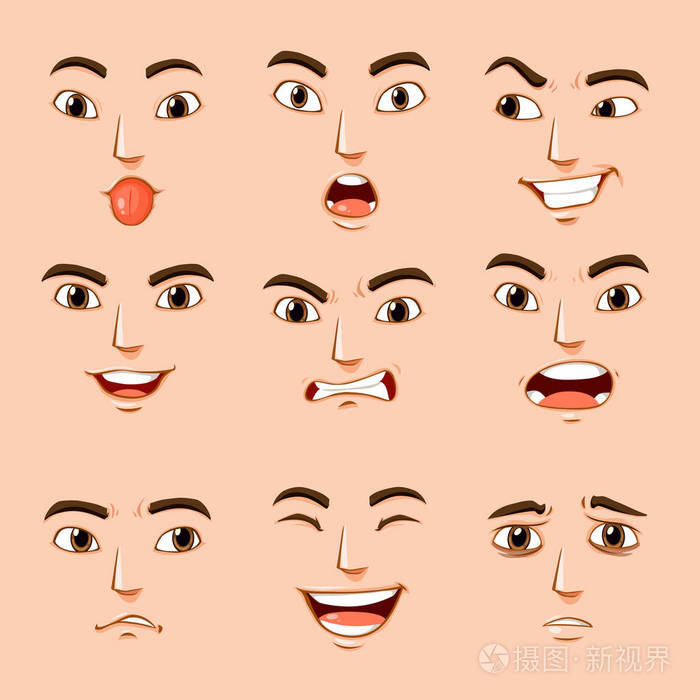 不同的人的面部表情