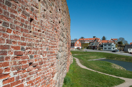 在沃尔城堡城堡城墙遗址在丹麦