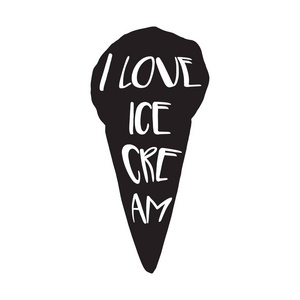 冰激淋与刻字放在手工绘制的风格