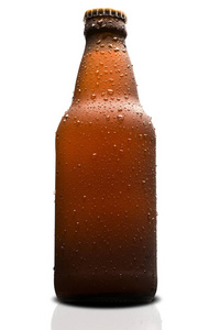 布朗湿分离在白色背景上的啤酒瓶