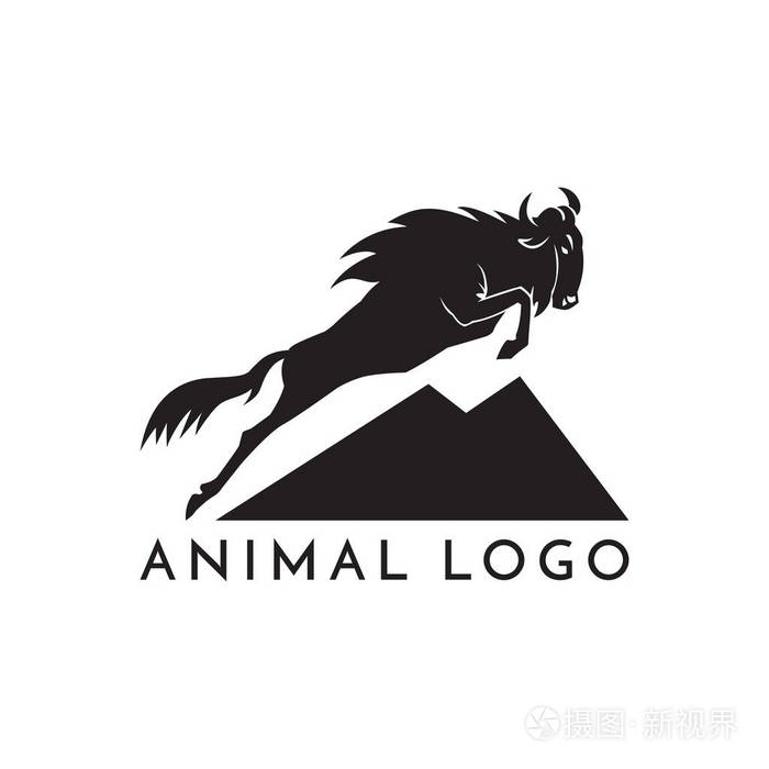 牛羚跳跃 logo 标志矢量图上白色高建群