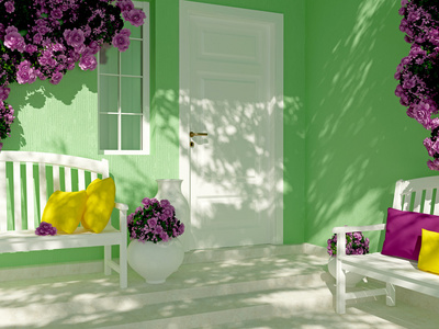 场景-日志房子在一座山入口处的一座房子窃贼闯入一座有撬棍的房子