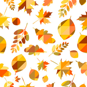 无缝模式与不同秋天的树叶