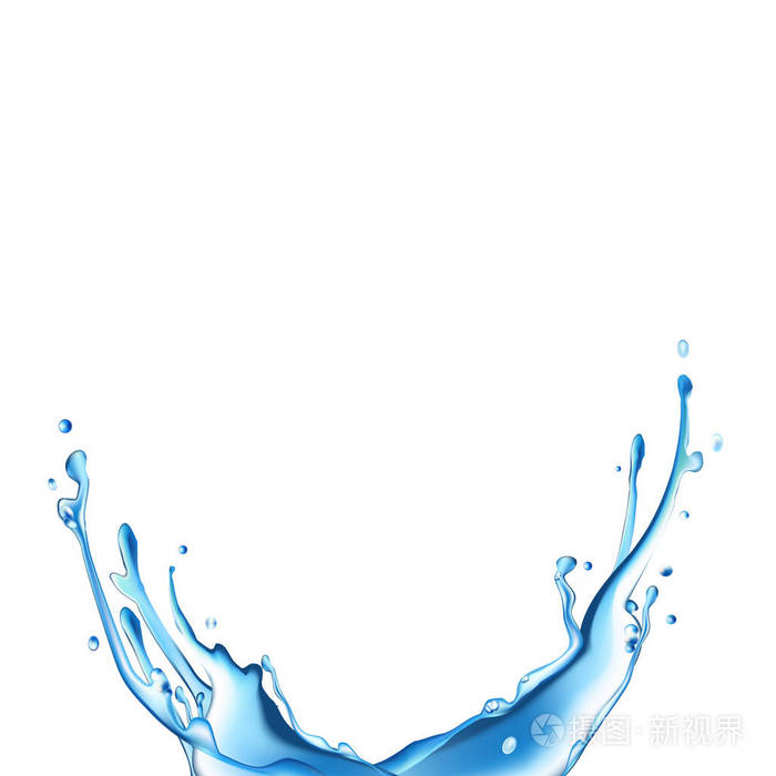 透明背景下的蓝水飞溅