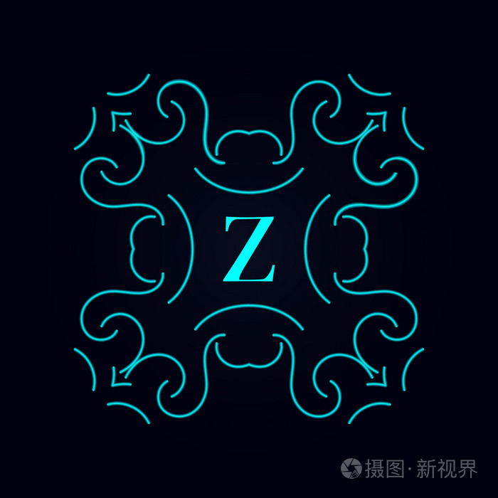书法会标的花艺设计,复古图案标志字母 z