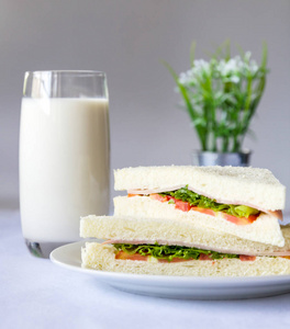 三明治牛奶图片
