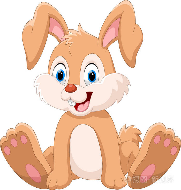 可爱的小兔子卡通坐