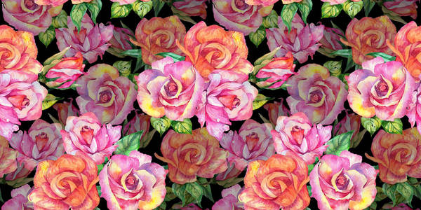 水彩风格野花玫瑰花朵图案