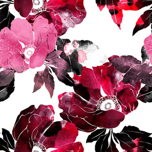 盛开的野玫瑰花纹图案