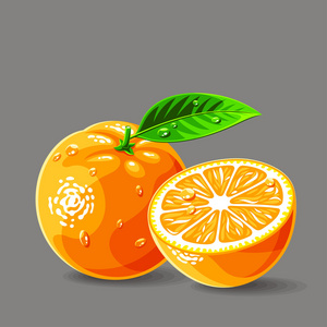 新鲜的橘子与水滴