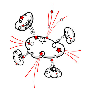 复古云爆与星星矢量
