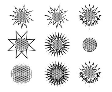 时髦线套圆形徽章。矢量图