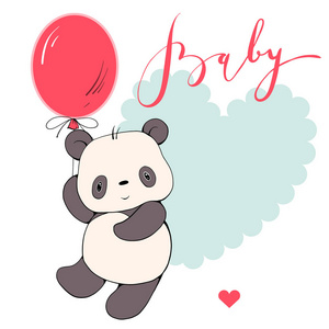 可爱小熊猫与气球