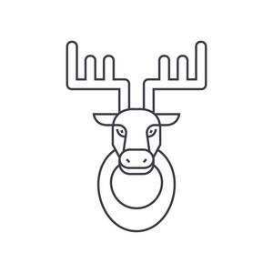 鹿头矢量线图标 标志 插图背景，可编辑笔触