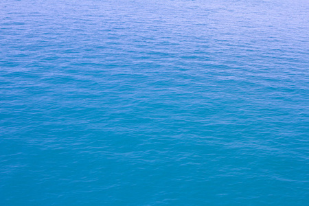 蓝色波浪海面软和平静,蓝蓝的天空背景照片