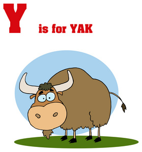 字母 Y 与卡通牦牛