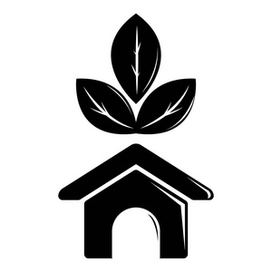生态房子图标，简单的黑色风格