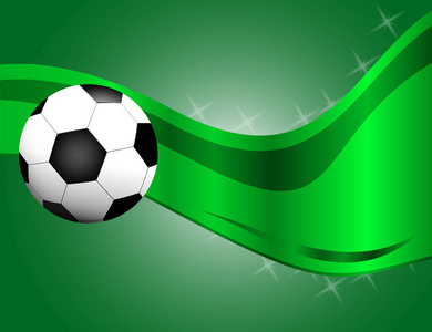 足球，足球球孤立在绿色背景与空间为您的文本