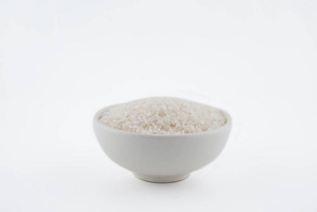 白米饭，自然长水稻籽粒为背景，在白色背景上的纹理