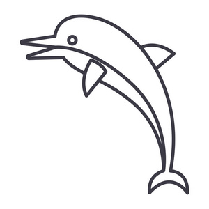 海豚矢量线图标 标志 插图背景，可编辑笔触