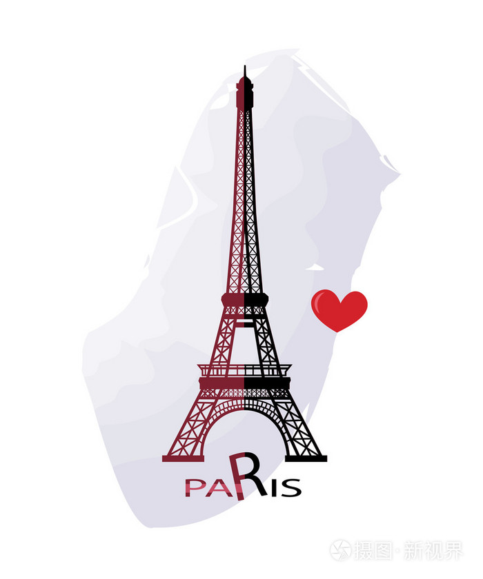 垃圾摇滚优雅墨水溅埃菲尔铁塔图插画-正版商用图片0valy2-摄图新视界