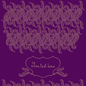 用花边装饰的邀请卡。紫罗兰色的背景