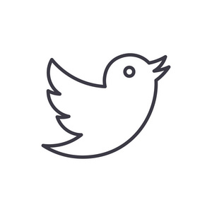 鸽子，twitter 矢量线图标，标志，背景，可编辑的笔画的插图