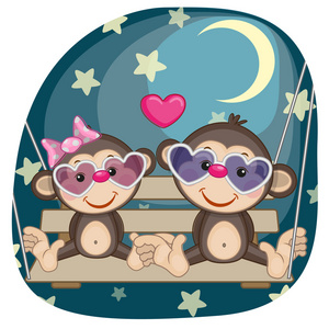 美丽开朗猴子情侣猴子卡照片