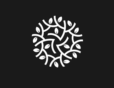 活泼的图片叶圆与黑色背景标志概念插画