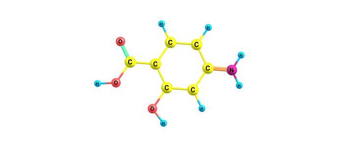 4氨基水杨酸酸分子结构上白色孤立