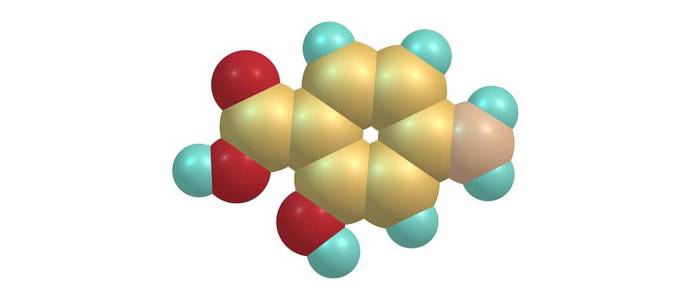 4氨基水杨酸酸分子结构上白色孤立
