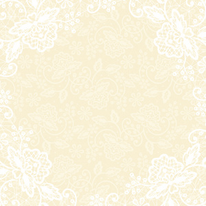 黄色花边在黄色背景上的白色花边照片