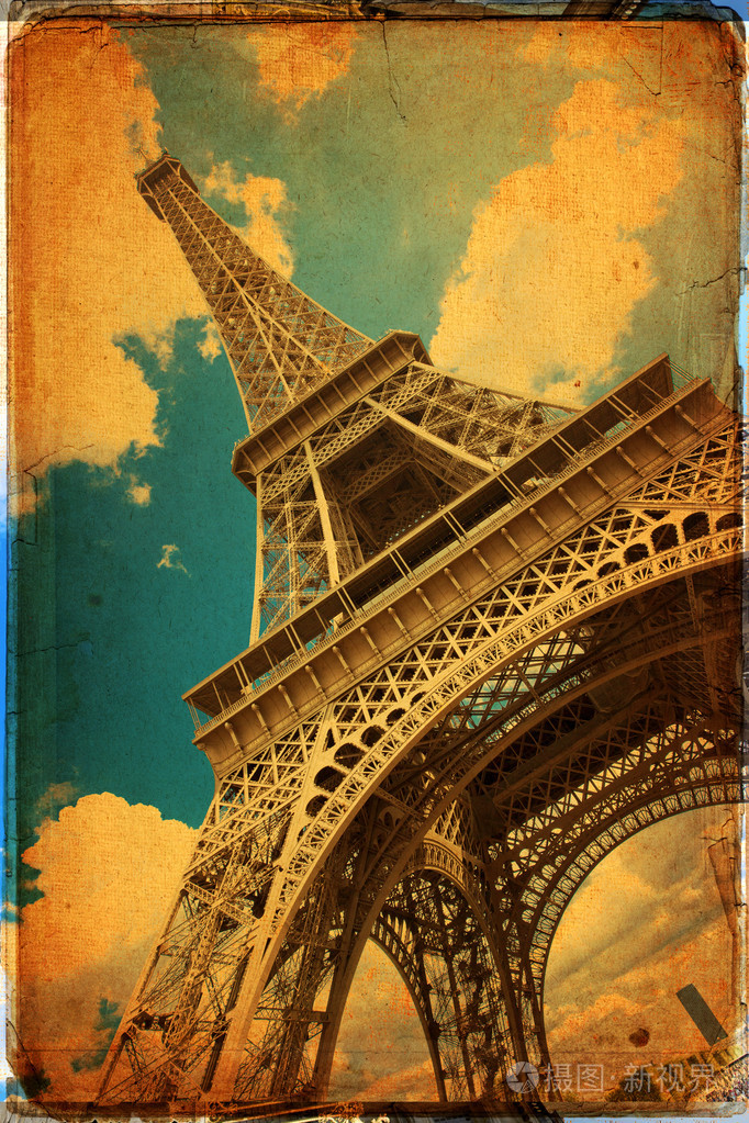 复古风格的巴黎埃菲尔铁塔