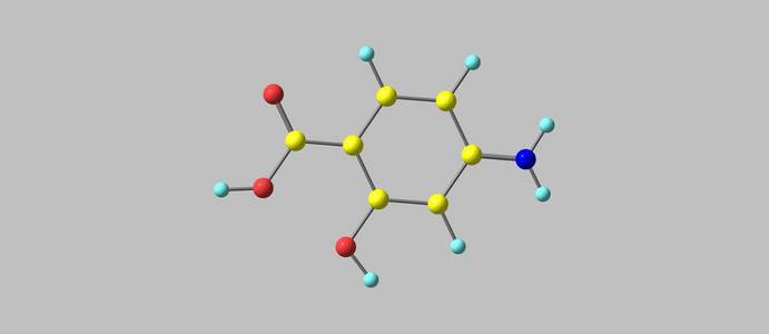 4氨基水杨酸酸分子结构上灰色孤立