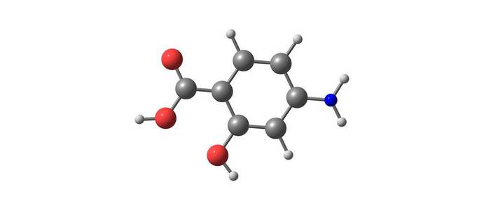 4氨基水杨酸酸分子结构上白色孤立