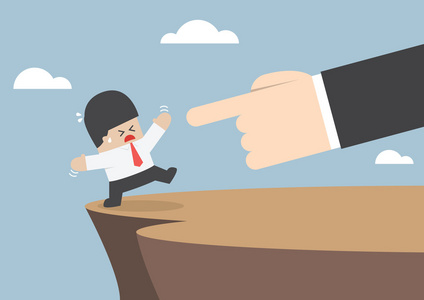 巨手巨手推的商人,把他从悬崖上掉下来照片