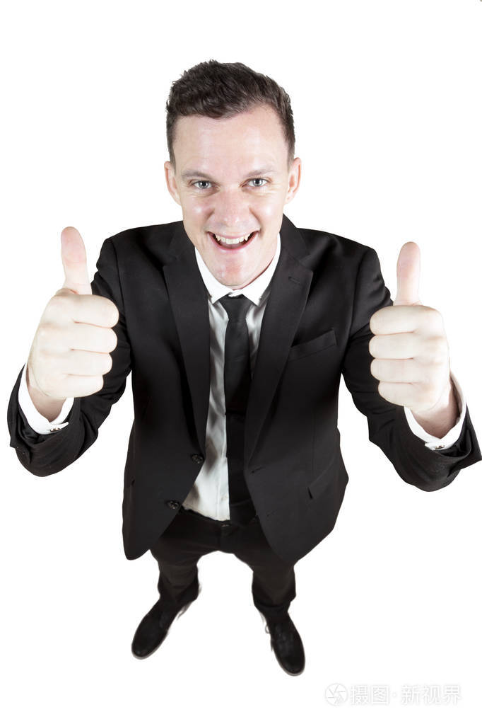 白种人商人现身竖起大拇指