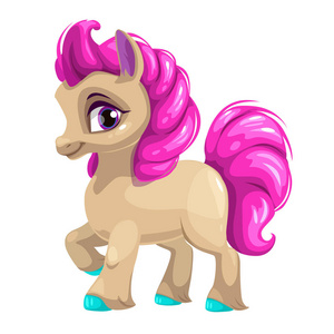 可爱卡通粉红色头发的小马