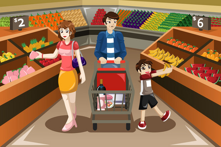 卡通水果超市场景图图片