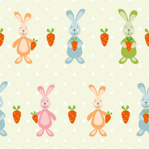 兔子与胡萝卜矢量无缝婴儿模式