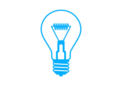 白色背景上的蓝色的小灯泡图标照片