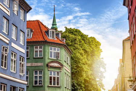 城市景观，哥本哈根，明亮幕墙的建筑