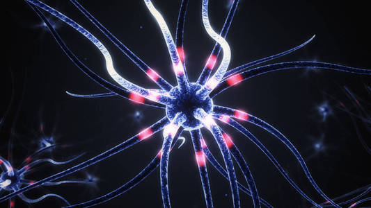 积极的神经细胞和电脉冲传输 3d 图