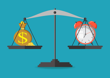 在规模上的金钱和时间平衡照片